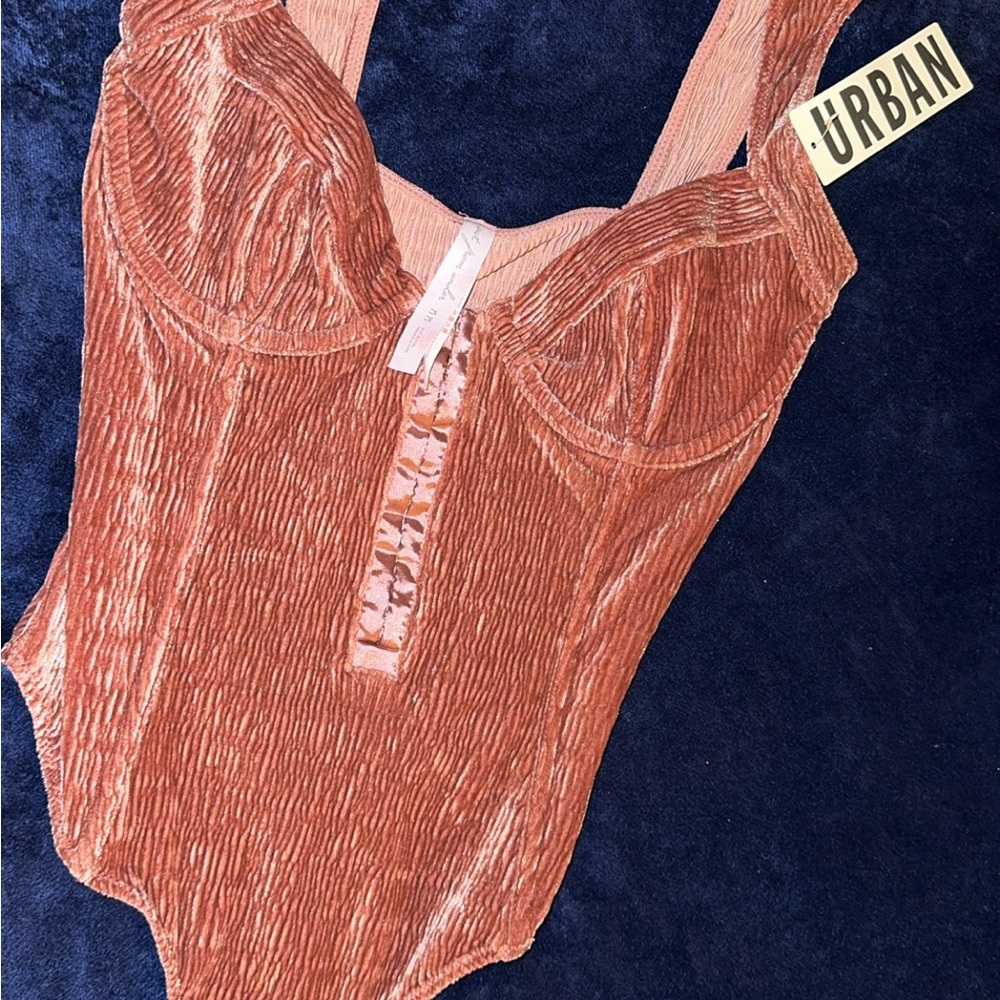 Urban Outfitters Rust Velvet Bodysuit
